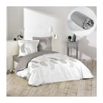 Cdaffaires - Pack parure de couette 260x240 cm Goyave + drap housse 160x200x30 Gris