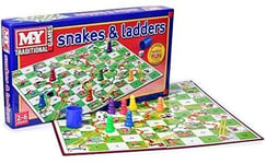 M.Y Snakes & Ladders - Traditional Snakes and Ladders Board Game for Kids & Adu