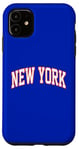 Coque pour iPhone 11 Retro New York Hommes NY Bleu Orange Femmes Vintage NY Blanc Tee