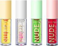 LOPHE 4Pcs Plumping Lip Oil Kit, Makeup Lip Gloss Set Fruit-Flavored Lip Care Oi