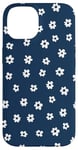 iPhone 14 Dark Blue with White Ditsy Flowers Floral Pattern Case