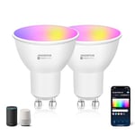 Aigostar Ampoule Connectée Wifi GU10 LED 6.5W 555LM Ampoule Connectée Alexa RGB/2700K-6500K Gradable, App Contrôle, Compatible Avec Alexa/Google Home, Ampoule Intelligente Pas Besoin de Hub, 2 Unités