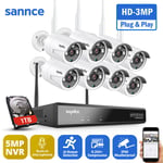 5MP hd Système de caméra de sécurité nvr sans fil avec caméras WiFi 3MP Stream Accès à distance et alertes de mouvement Micro intégré ai Détection