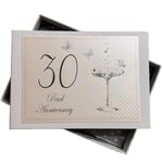 WHITE COTTON CARDS 30th Pearl Anniversary, Mini Photo Album, Champagne Glasses,White,12.5x17.5x2.5 cm