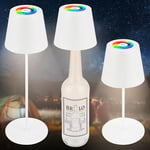 BRILONER - Lampe de table LED 3 en 1 RGBW sans fil IP44 avec touche, variateur continu, batterie et source lumineuse interchangeables, lampe de chevet, lampe bouteille, lampe LED, lampe à vin, blanc