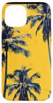 Coque pour iPhone 15 Jaune Vintage Motif Palmier Tropical Paradise Decor