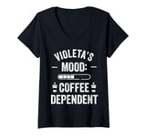 Womens VIOLETA Personalized Cute Coffee Girls VIOLETA Name V-Neck T-Shirt