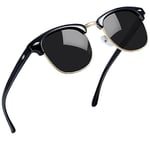 Joopin Lunettes de Soleil Homme Polarisées Lunette de Soleil Femme Rétro Demi Cercle Noir Classique Demi Monture UV400