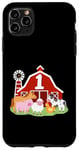 Coque pour iPhone 11 Pro Max 1er anniversaire animaux de la ferme Bday Party 1 an garçon tout-petit