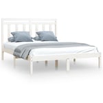 Lit double - 140x200 cm, Lit adulte et enfants, Cadre de lit sans matelas blanc bois massif FR545843 Maison Chic