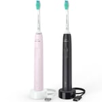 Philips 2x Sonic Electric Toothbrush 3100 Series - musta/vaaleanpunainen