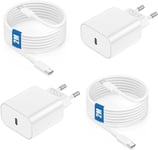 2pack Chargeur Rapide Iphone 16/15 Avec Cable Usb C 2m, Chargeur Usb Type C Original 20w Avec Câble Usb C Vers C 2m Pour Apple Iphone 16/15/Plus/Pro/Max, Ipad Pro 12.9, 11 Inch/Mini, Macbook Pro/Air