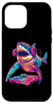 Coque pour iPhone 14 Pro Max Party Shark Disco DJ avec illustration de platine casque