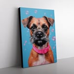 Border Terrier Bubble Gum Painting No.2 Canvas Print for Living Room Bedroom Home Office Décor, Wall Art Picture Ready to Hang, 76x50 cm (30x20 Inch)