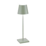 Zafferano, Lampe Poldina Pro, Lampe de Table Rechargeable et Sans Fil avec Contrôle Tactile, Utilisable également comme Lampe d'Extérieur, Dimmer 2200-3000 K, Hauteur 38 cm, Couleur Sauge