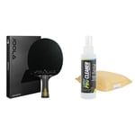 JOOLA Raquette de ping-Pong Infinity Carbon Raquette de ping-Pong de compétition Professionnelle & Kit Pro Cleaner Nettoyeur et éponge de Nettoyage pour Le Tennis de Table, durchsichtig, 125ml