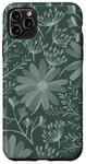 Coque pour iPhone 11 Pro Max Motif floral vert sauge vert foncé