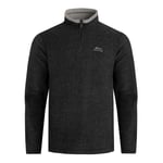 Weird Fish Mens Newark Grid Eco Friendly Quarter Zip Fleece Top (Washed Black) - Size X-Large