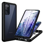 CENHUFO for Samsung Galaxy S20 FE Case, Built-in Screen Protector Military Grade Shockproof Clear Cover 360° Full Body Protective Rugged Phone Case for Samsung Galaxy S20 FE 5G/4G -Black/Clear