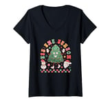 Womens Tis The Season Jolly Christmas Tree Fun V-Neck T-Shirt