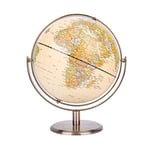 EXERZ 20cm Globe Antique - Support en métal Couleur Bronze - Carte en Anglais- 360 ° dans Toutes Les Directions- Décoration de Bureau pédagogique/géographique- pour l'école, la Maison et Le Bureau