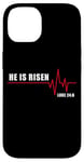 Coque pour iPhone 14 He is Risen – Jesus Heartbeat Pulse Christian Faith EKG