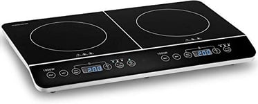 Andrew James Double Induction Hob, Portable 2800W Electric Cooker with Independent Hot Plate Controls Touch Sensitive 10 Heat Level Timer & Auto Switch Off Easy Use Cooking