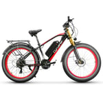 Extrbici 26 Pouce Roue Tout Terrain Gros Vélo Électrique Vélo en Aluminium Vélo 48 V 17AH Batterie Au Lithium Vélo De Neige 21 Vitesse Frein à Disque XF650 (XF650 750W 17A 21S Rouge)