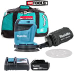 Makita DBO180Z 18V Random Orbit Sander + 1 x 5Ah Battery, Charger & LXT400 Bag