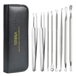 TerresaCOS Blackhead Remover Tool, 8 in 1 Pimple Popping Kit, Professional Spot Popper Comedone Extractor Set with Carrying Case, Face Blemish Acne Whitehead Removal for Women Men Teenagers, Silver