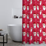 Red Catherine Lansfield Christmas Santa Spec-Tacular 180x180cm Shower Curtain