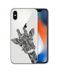 Coque Iphone XS girafe doodling tatoo noir transparente