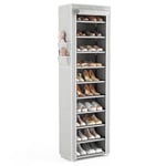 Vicye Etagere Chaussure à 10 Niveaux, Range Chaussures Gain de Place avec Couverture, Meuble Armoire de Rangement Chaussures Haut pour 20-22 Paires