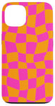 Coque pour iPhone 13 Grand damier classique à carreaux orange et rose