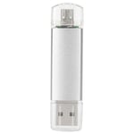 Clé USB flash 2 en 1 en alliage d'aluminium 64G pour Windows OS X argent