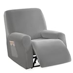 jianyana Velours Housse de Fauteuil Extensible, Prime Housse pour Fauteuil Relax Electrique 4 Pièce, Coloré Housse de Fauteuil Inclinable Protecteur Relax 1 Place, Gris …