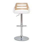 Miliboo - Tabouret de bar relevable design blanc et chêne pernik