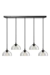 Chelsea Tinted Glass Dome 5 Wire Cluster Lights, 8 inch, Smoke Grey, Pewter holder