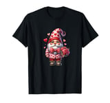 Heart Gnome Graphic And Valentines Flowers For Her Cute Love T-Shirt