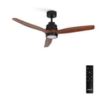 CREATE / WINDSTYLANCE/Ventilateur de plafond avec lumière et télécommande, noir pales bois foncé / 40W, silencieux, Ø132 cm, 6 vitesses, programmable, fonction été-hiver