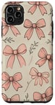 Coque pour iPhone 11 Pro Max Adorable nœud beige et rose esthétique