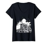 Womens American Semi Truck V-Neck T-Shirt