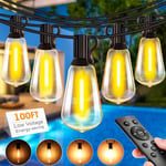 30M Guirlande Lumineuse Exterieure avec Télécommande, Économie D'énergie Guirlande Guinguette Exterieur led Ampoules, Étanche Lampe Guinguette