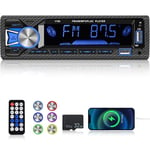 Autoradio 1 Din avec Double Bluetooth - Autoradio Bluetooth avec Radio FM, Entrée USB/AUX/TF + Carte TF 32G + Télécommande sans Fil