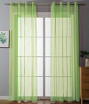 Gardinenbox 20332-cn2 Set of 2 Eyelet Curtains Transparent Uni Curtains with Eyelets Lead Band Closure for Living Room 100% Polyester Apple Green H x W 175 x 140 cm