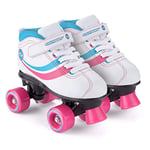 Osprey Disco Quad Roller Skates for Adults and Kids, Retro Roller Boots with ABEC 7 Bearings, UK CHILD 12/EU 31, White