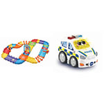 VTech Toot-Toot Drivers Track Set, First Kid's Car Set & Toot-Toot Drivers Police Car | Interactive Toddlers Toy for Pretend Play with Lights and Sounds
