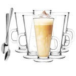 Glasmark Krosno Lot de 6 verres à café 0,25 l avec cuillère, verres à café, thé, latte, macchiato, verres à eau, passe au lave-vaisselle, petits verres de 250 ml