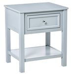 Boxy Accent Bedside End Table Nightstand with Drawer Shelf