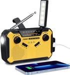 Portable Radio Dynamo Survie, J-369 AM/FM Radio Manivelle Solaire, Portative Radio à Pile avec 3000mAh Power Bank/SOS Alarm/Lampe Poch/3W Haut-parleurs, Ourdoor, Emergency.